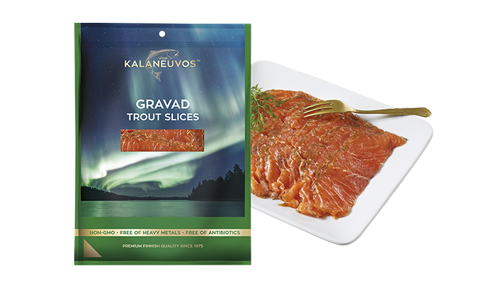 Gravad trout, slices